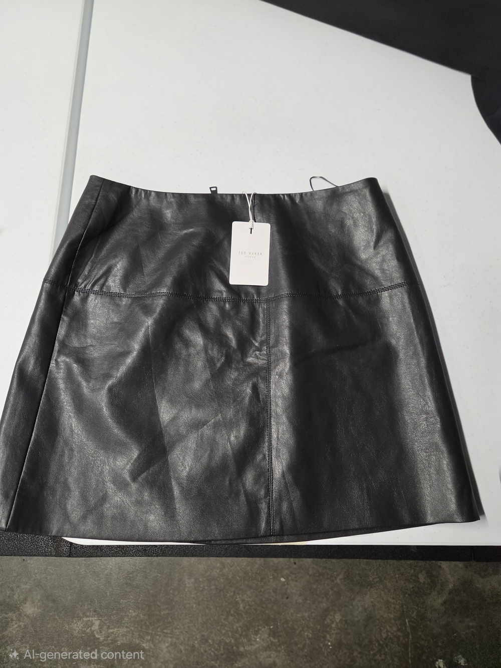 Ted Baker Black Faux Leather Mini Skirt